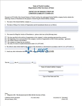 Form L-07 Articles of Dissolution 
