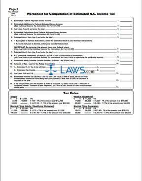 Form NC-40 Individual Estimated Income Tax 