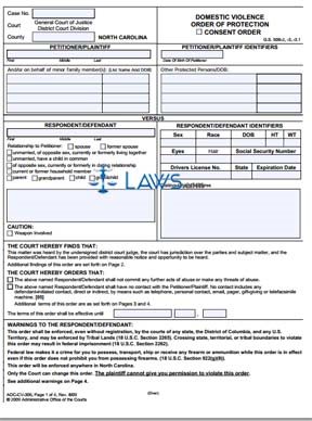 Form AOC-CV-306 Domestic Violence Order of Protection Consent Order