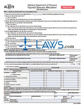 Form AL8379 Injured Spouse Allocation