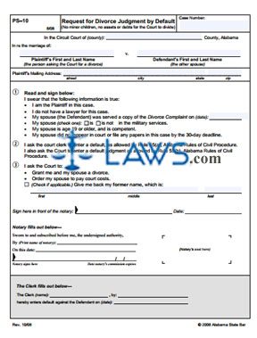 Form PS-10 Request for Divorce Judgment by Default 