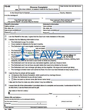Form PS-08 Divorce Complaint 