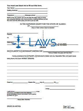 Form SHC-1302 Order