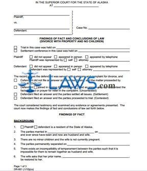 Form DR-801 & DR 806 (Combined) Findings of Fact and Conclusions of Law (Divorce with Property and No Children) and Decree of Divorce 