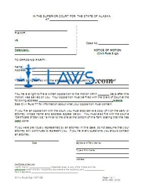 Form SHC-1630 Notice of Motion(Civil Rule 5(g))