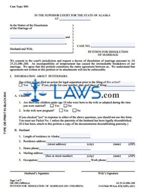 Petition for Dissolution of Marriage (no children)