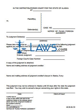 Notice of Filing Foreign Judgment 
