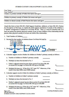 Hybrid Custody Child Support Calculation