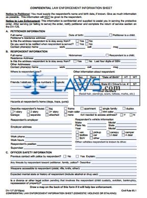 Confidential Law Enforcement Information Sheet
