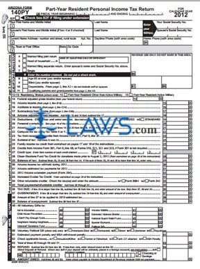 Form AZ-140PY Part Year Resident Personal Income Tax Package 