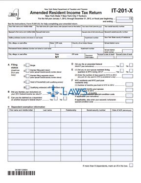 Form IT-201-X Amended Resident Income Tax Return