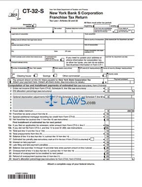 Form CT-32-S Bank S Corporation Franchise Tax Return