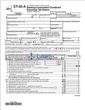 Form CT-32-A Banking Corporation Combined Franchise Tax Return