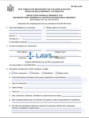 Form RP-485B Application for Real Property Tax Exemption