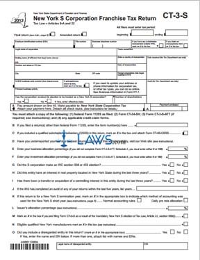 Form CT-3-S New York S Corporation Franchise Tax Return