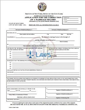 Form CC2008  Application for the Correction of a Marriage Record