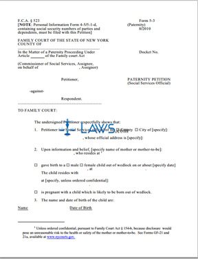Form 5-3 Paternity Petition ( Social Services Official)