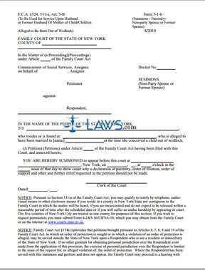 Form 5-1B Summons (Non-party Spouse or Former Spouse)