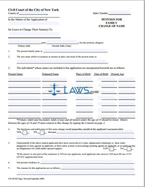 Form CIV-GP-82F Petition for Family Change of Name