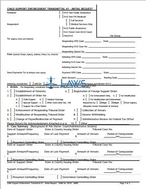 Form UIFSA-1 Child Support Enforcement Transmittal #1 - Initial Request