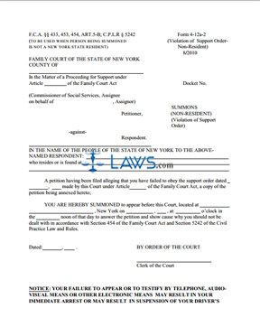 Form 4-12a-2 Violation of Support Order - Non-Resident