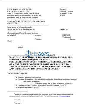 Form 4 - 12 Petition-Violation of Support Order