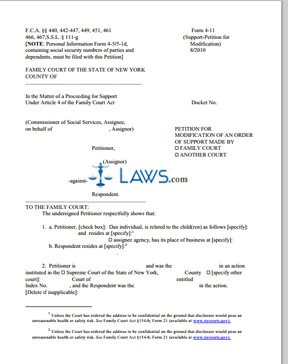 Form 4 - 11 Support-Petition for Modification