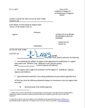 Form 4-11b Affidavit in Support of Modification of Support