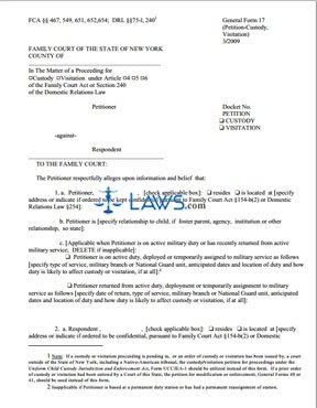 Form GF-17 Petition-Custody, Visitation