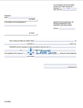 Form G-8 Petition for Withdrawal of Infant's Property for Support & Education