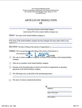 Form DOS-1366-f-l-a Articles of Dissolution 