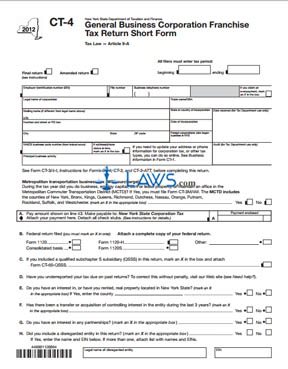 Form CT-4 General Business Corporation Franchise Tax Return Short Form 