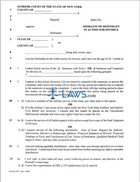 agreement divorce emancipation UD  7  Defendant    Form  York Forms New Laws.com of Affidavit