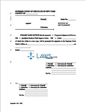 Form Notice of Settlement