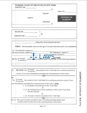 Form A-9 Affidavit of Plaintiff