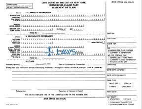 Form CIV-SC-70 Statement of Claim (Commercial Claims)