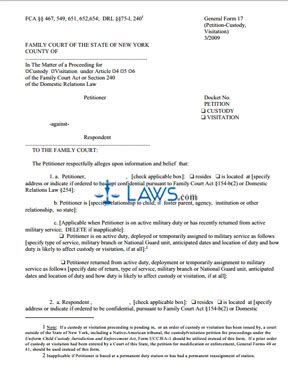 Form 17 Petition(Custody or Visitation)