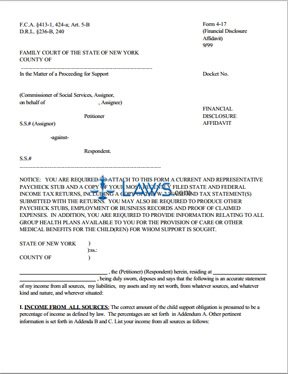 Form 4-17 Financial Disclosure Affidavit
