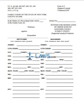 Form 4-11 Petitions for Modification of Order(Support)(Custody)(Visitation)