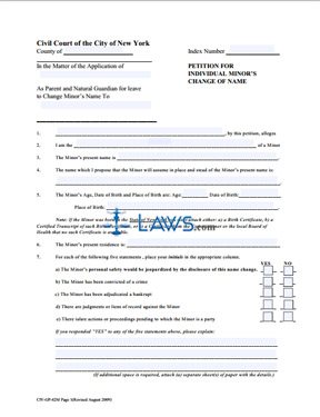 CIV-GP-82M Petition for Individual Minor's Name Change