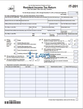 New York Fast Form Individual Resident Income Tax Return 2012