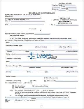 Petition for Letters of Administration c.ta. (after Probate)