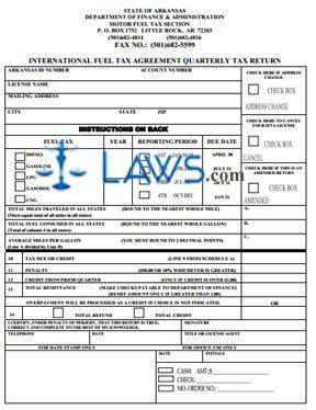 Arkansas IFTA Quarterly Form and Instructions