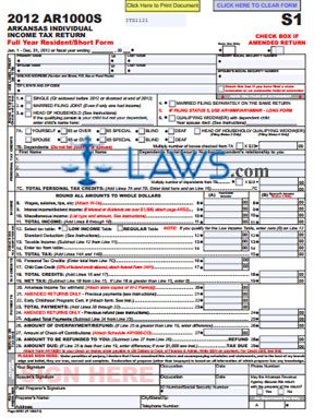 AR1000S Full Year Resident Short Form Income Tax Return