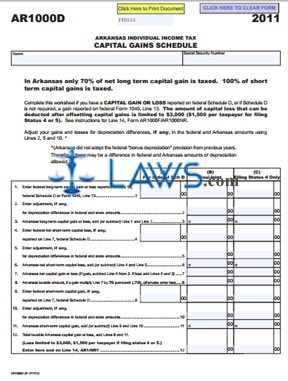 FREE AR1000D Capital Gains Schedule - FREE Legal Forms - LAWS.com
