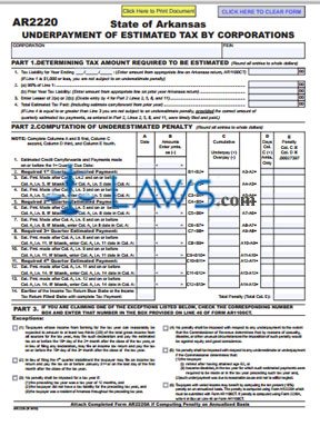 AR2220 Underpayment of Estimated Tax