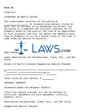 Form 30 Inventory of Ward's Estate (SAMPLE)
