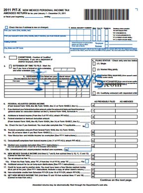 Form PIT-X Personal Income Tax Amended Return