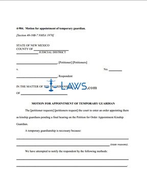 Form 4-984 Motion for Appointment of Temporary Guardian