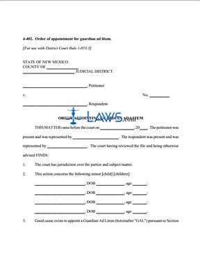 Form 4-402 Order Appointing Guardian Ad Litem